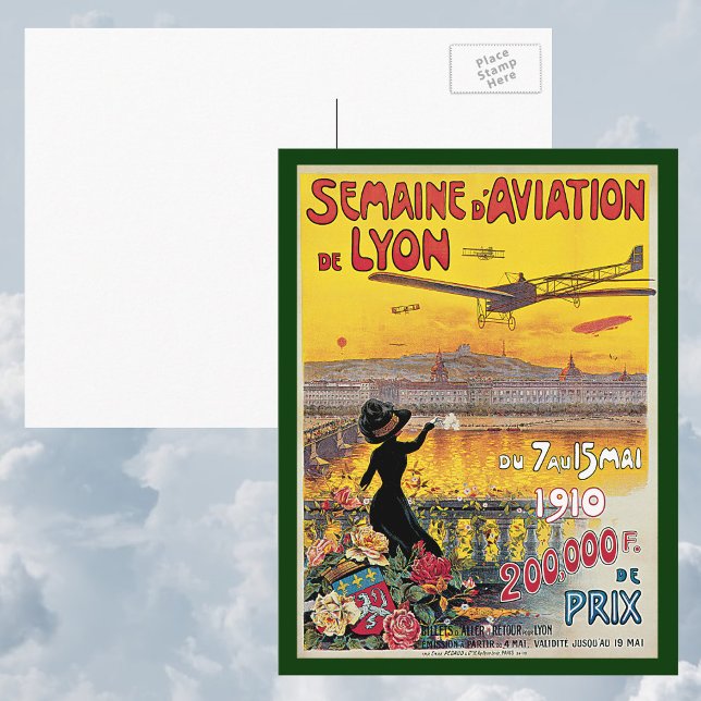 Vintage Travel, Airplanes Air Show, Lyon, Frankrei Postkarte (Von Creator hochgeladen)