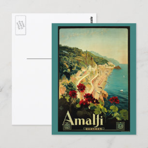 Vintage Travel, Amalfi Italian Coast Beach Postkarte