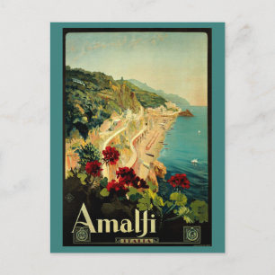 Vintage Travel, Amalfi Italian Coast Beach Postkarte