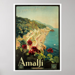 Vintage Travel, Amalfi Italien Poster