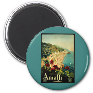 Vintage Travel, Amalfi Italienischer Küstenstrand Magnet