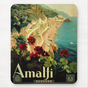 Vintage Travel, Amalfi Italienischer Küstenstrand Mousepad