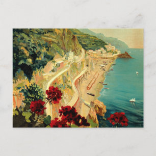 Vintage Travel, Amalfi Italienischer Küstenstrand Postkarte