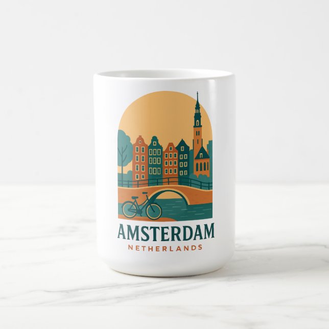 Vintage Travel Amsterdam Netherlands Coffee Mug  Kaffeetasse (Mittel)