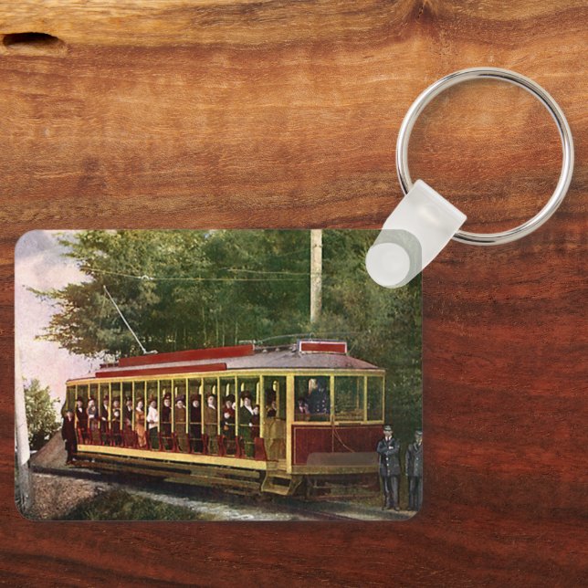 Vintage Travel and Transportation Electric Trolley Schlüsselanhänger (Vorderseite)