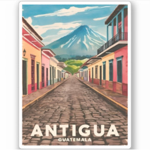 Vintage Travel Antigua Guatemala Retro Landschaftl Aufkleber