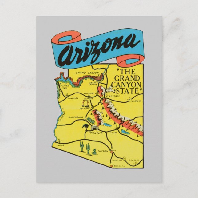 Vintage Travel Arizona AZ Staat Label Postkarte (Vorderseite)