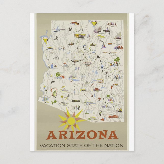 Vintage Travel Arizona Postkarte (Vorderseite)