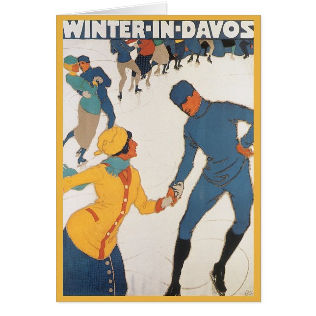 Vintage Travel, Art Deco, Winter Davos Schweiz (Vorne)