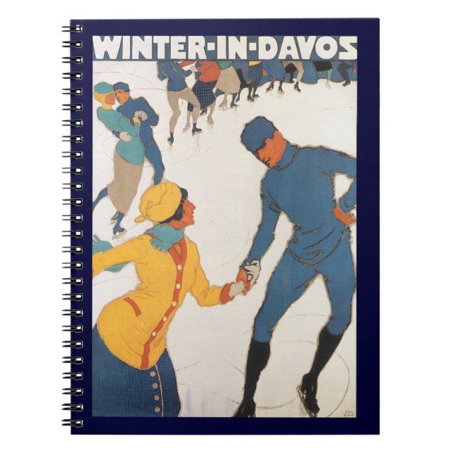 Vintage Travel, Art Deco, Winter Davos Schweiz Notizblock (Vorderseite)