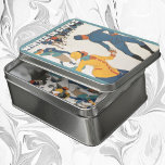 Vintage Travel, Art Deco, Winter Davos Schweiz Puzzle<br><div class="desc">Vintage Illustrationswerbung,  europäisches Reiseplakat oder Gepäcklabel aus Davos,  Schweiz mit einem Liebe- und Romantik-Sportdesign mit Eis Skaten. Winter in Davos.</div>