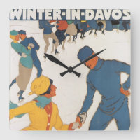 Vintage Travel, Art Deco, Winter Davos Schweiz