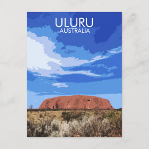 Vintage Travel Art Uluru Australien Postkarte