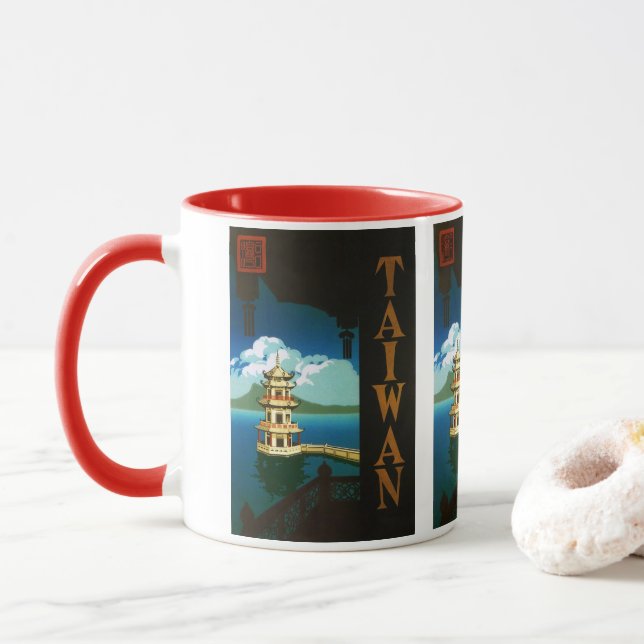 Vintage Travel Asia, Taiwan Pagoda Tiered Tower Tasse (Mit Donut)