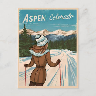 Vintage Travel Aspen Colorado Retro Graphic Postkarte
