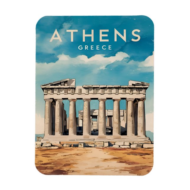 Vintage Travel Athens Griechenland Parthenon Retro Magnet (Vertikal)