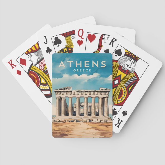 Vintage Travel Athens Griechenland Parthenon Retro Spielkarten (Rückseite)