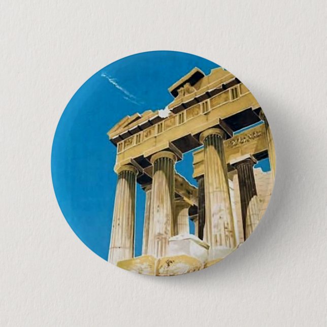 Vintage Travel Athens Griechenland Parthenon Tempe Button (Vorderseite)