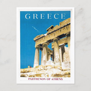Vintage Travel Athens Griechenland Parthenon Tempe Feiertagspostkarte