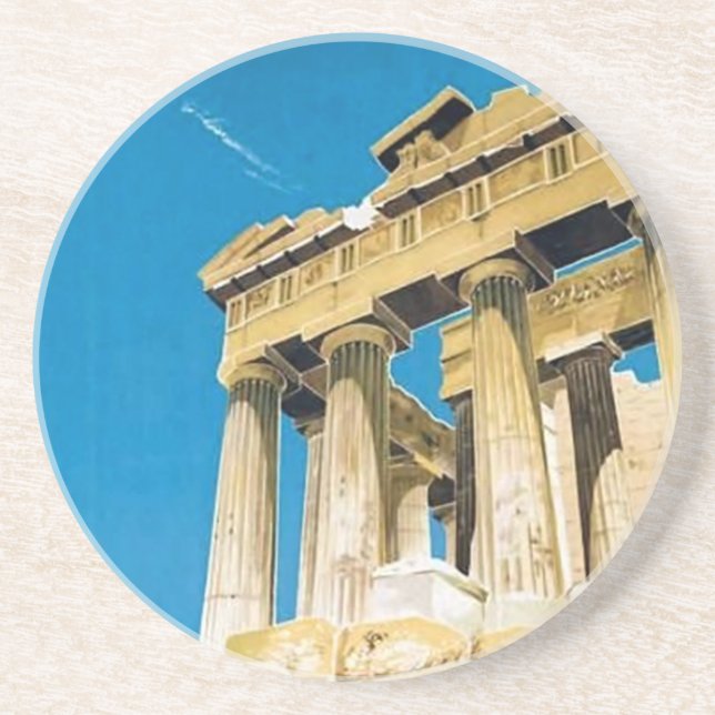 Vintage Travel Athens Griechenland Parthenon Tempe Getränkeuntersetzer (Vorne)