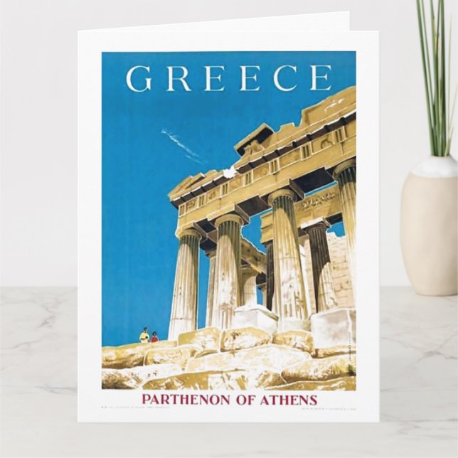 Vintage Travel Athens Griechenland Parthenon Tempe Karte (Vorderseite)