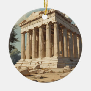 Vintage Travel Athens Griechenland Parthenon Tempe Keramik Ornament