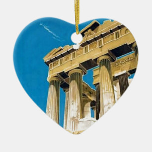 Vintage Travel Athens Griechenland Parthenon Tempe Keramikornament