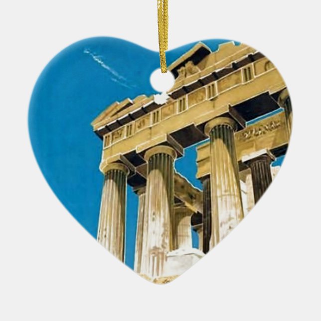 Vintage Travel Athens Griechenland Parthenon Tempe Keramikornament (Vorne)