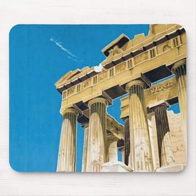 Vintage Travel Athens Griechenland Parthenon Tempe Mousepad (Vorne)