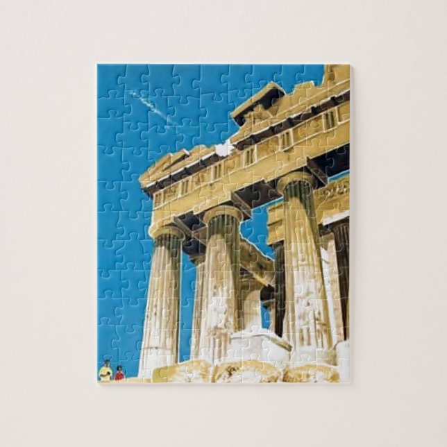 Vintage Travel Athens Griechenland Parthenon Tempe Puzzle (Vertikal)