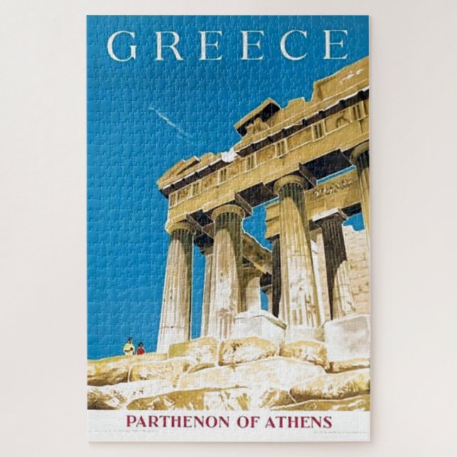Vintage Travel Athens Griechenland Parthenon Tempe Puzzle (Vertikal)