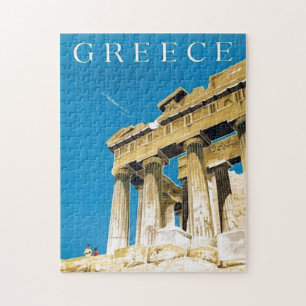 Vintage Travel Athens Griechenland Parthenon Tempe Puzzle