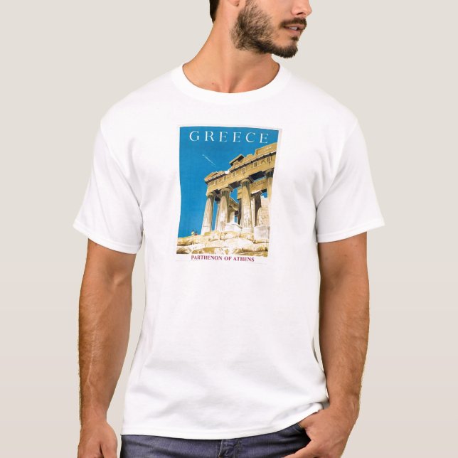 Vintage Travel Athens Griechenland Parthenon Tempe T-Shirt (Vorderseite)