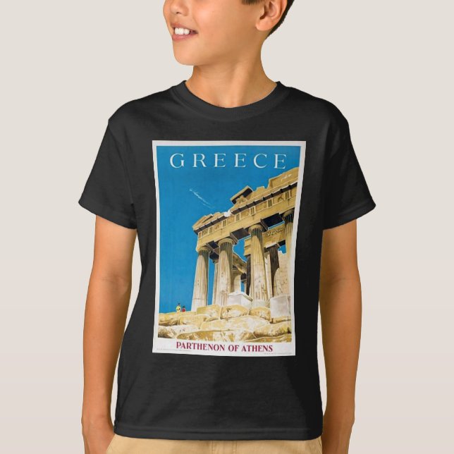 Vintage Travel Athens Griechenland Parthenon Tempe T-Shirt (Vorderseite)