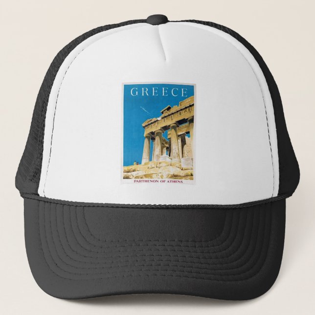 Vintage Travel Athens Griechenland Parthenon Tempe Truckerkappe (Vorderseite)