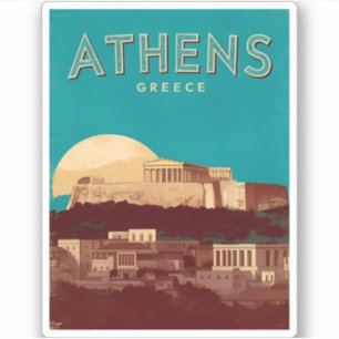 Vintage Travel Athens Griechenland Retro Landschaf Aufkleber