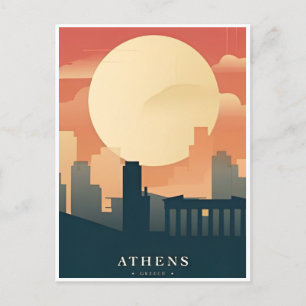 Vintage Travel Athens Griechenland Santorini Retro Postkarte