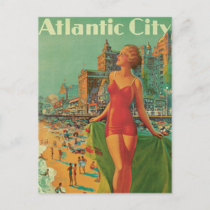 Vintage Travel, Atlantic City Resort Beach Blonde Postkarte