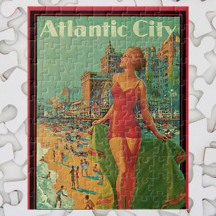 Vintage Travel, Atlantic City Resort Beach Blonde Puzzle