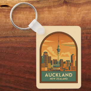 Vintage Travel Auckland New Zealand City Retro Schlüsselanhänger