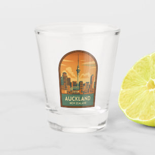 Vintage Travel Auckland New Zealand City Retro Schnapsglas