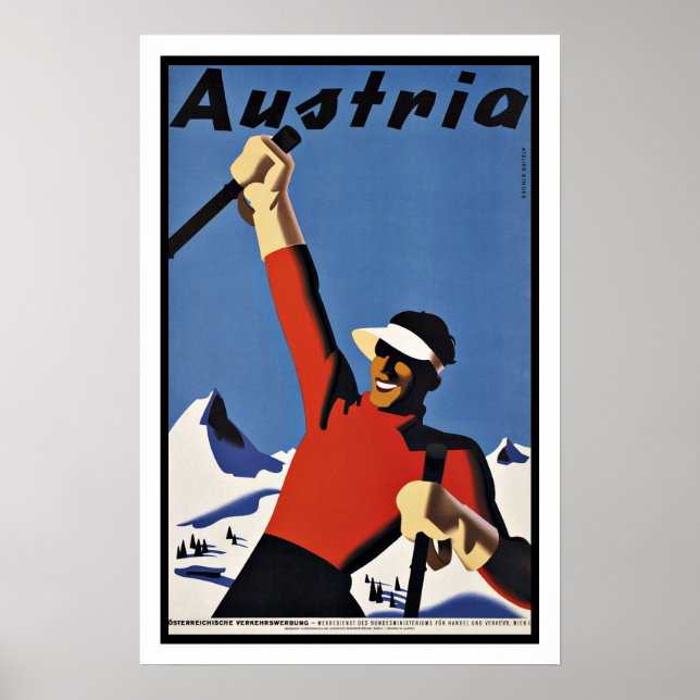 Vintage Travel Austria Ski Poster (Vorne)