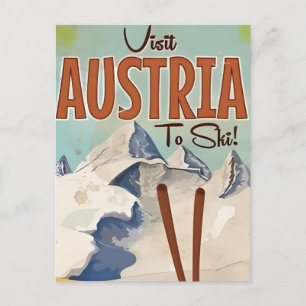 Vintage Travel Austria Wintersportort Kunst Postkarte