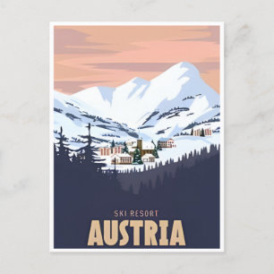 Vintage Travel Austria Wintersportort Kunst Postkarte