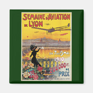 Vintage Travel, Aviation Airplanes, Lyon, Frankrei Magnet