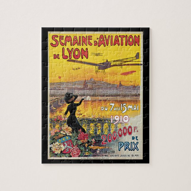 Vintage Travel, Aviation Airplanes, Lyon, Frankrei Puzzle (Vertikal)