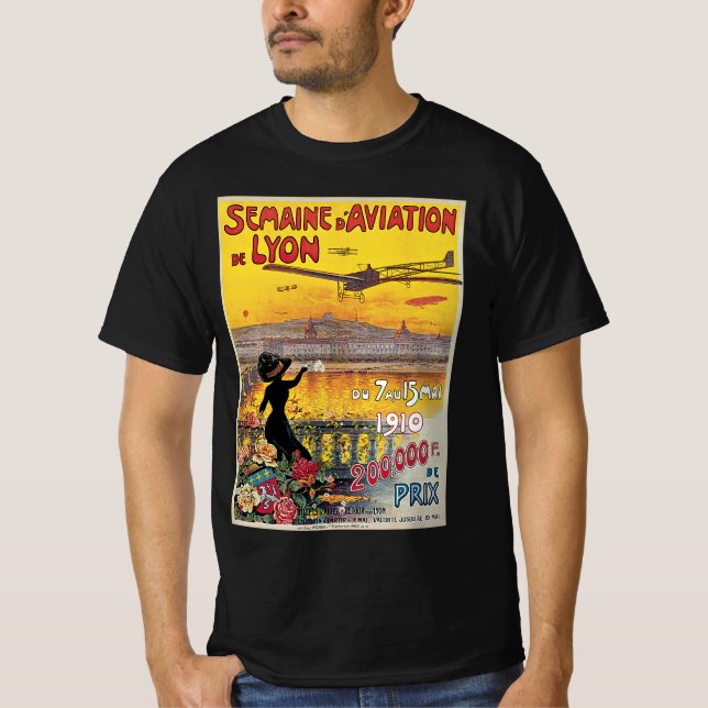 Vintage Travel, Aviation Airplanes, Lyon, Frankrei T-Shirt (Vorderseite)