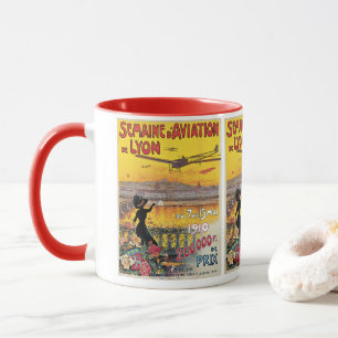 Vintage Travel, Aviation Airplanes, Lyon, Frankrei Tasse