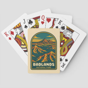 Vintage Travel Badlands Nationalpark Retro Landsch Spielkarten