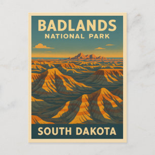 Vintage Travel Badlands Nationalpark Süd Dakota Postkarte